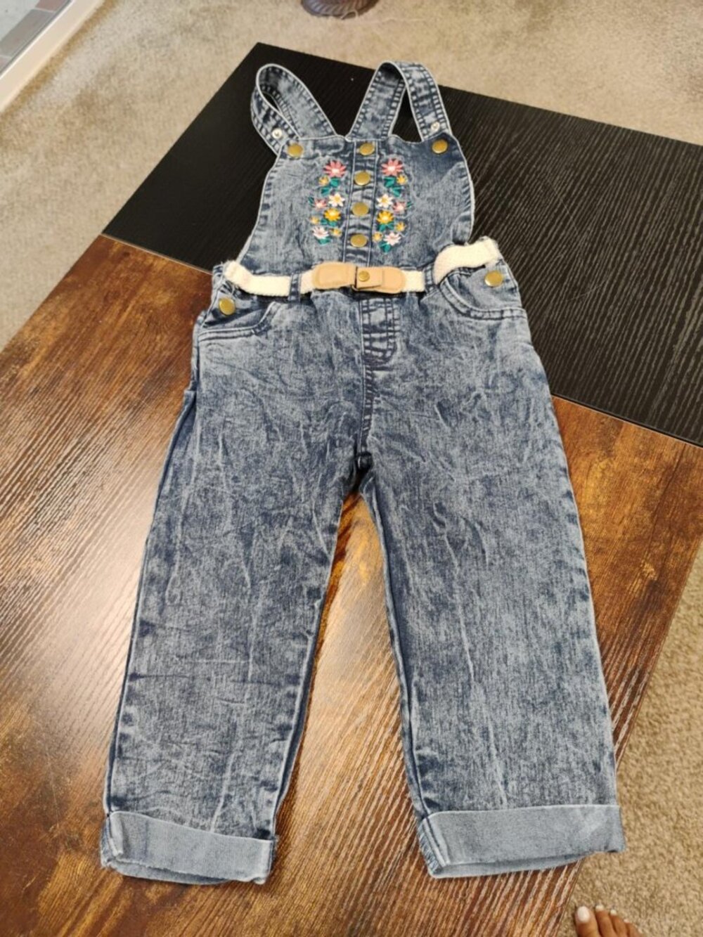 Girls 3T Clothing Bundle Denim Overalls + Pajamas + Small Plush